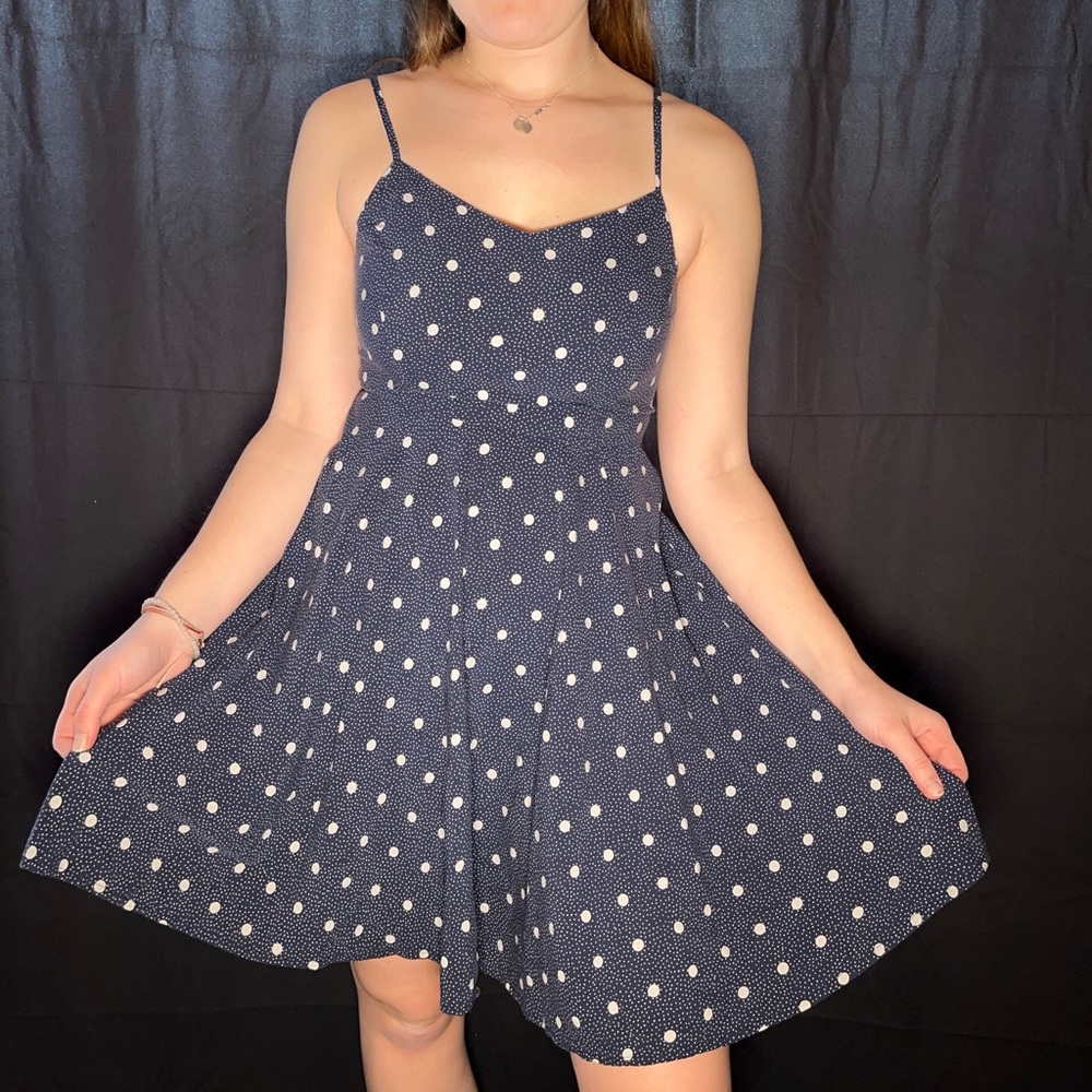 60s Inspired Big and Little Polka Dot Fit and Flare A Line Cami Dress